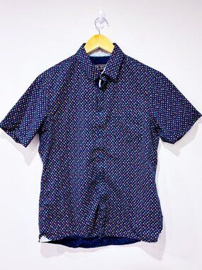 LON NYC | Navy multicolour floral short-sleeve‎ shirt | Medium *
